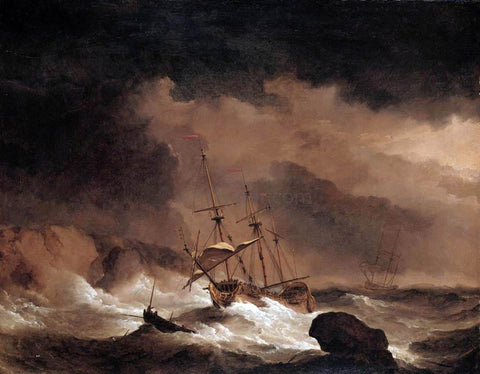  The Younger Willem Van de  Velde An Indiaman in a Gale off a Rocky Coast - Hand Painted Oil Painting