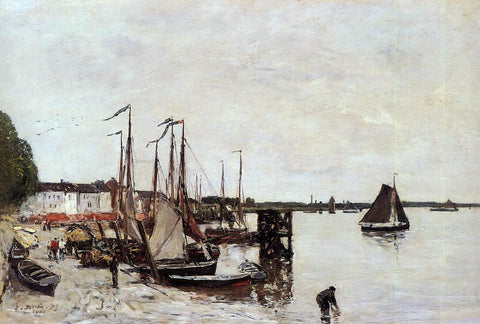  Eugene-Louis Boudin Anvers, Fishing Boats - Hand Painted Oil Painting