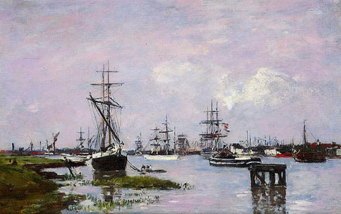  Eugene-Louis Boudin Anvers, The Port - Hand Painted Oil Painting