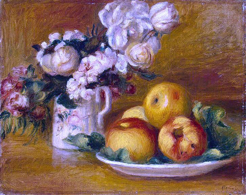  Pierre Auguste Renoir Apples and Flowers - Hand Painted Oil Painting