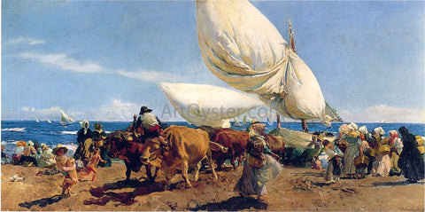  Joaquin Sorolla Y Bastida Arrival of the Fishing Boats on the beach, Valencia - Hand Painted Oil Painting