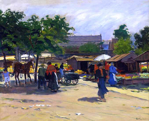  Antal Berkes At the Market - Hand Painted Oil Painting