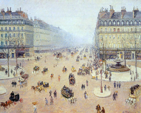  Camille Pissarro Avenue de l'Opera, Place du Thretre Francais: Misty Weather - Hand Painted Oil Painting