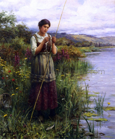  Daniel Ridgway Knight Baiting the Hook - Hand Painted Oil Painting