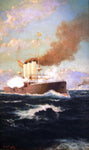 Juan Martinez Abades Barco a Vapor - Hand Painted Oil Painting