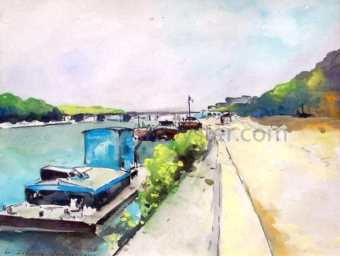  Albert Lebourg Barges Along the Seine - Hand Painted Oil Painting