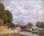  Alfred Sisley Barges at Billancourt - Hand Painted Oil Painting
