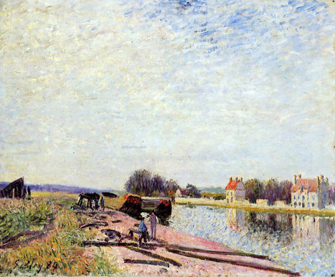  Alfred Sisley Barges on the Loing, Saint-Mammes - Hand Painted Oil Painting
