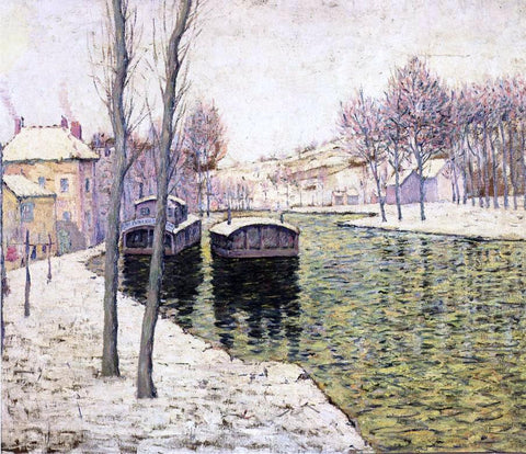  Ernest Lawson Barges on the Seine - Hand Painted Oil Painting
