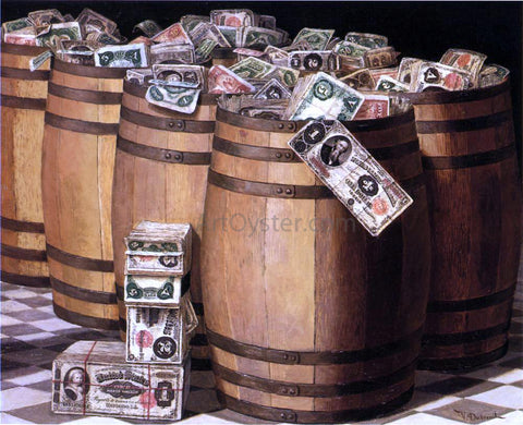  Victor Dubreuil Barrels on Money - Hand Painted Oil Painting