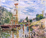  Alfred Sisley Bateau de Charge sur le Loing - Hand Painted Oil Painting