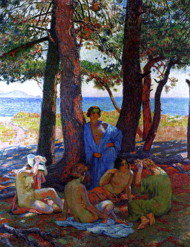  Theo Van Rysselberghe Bathers Under the Pines by the Sea - Hand Painted Oil Painting