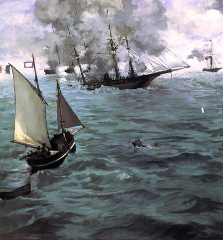  Edouard Manet Battle of the 'Kearsarge' and the 'Alabama' - Hand Painted Oil Painting