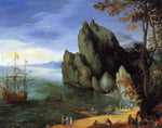 The Elder Jan Bruegel Bay with Ship of War - Hand Painted Oil Painting