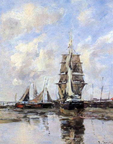  Eugene-Louis Boudin Beached Boats - Hand Painted Oil Painting