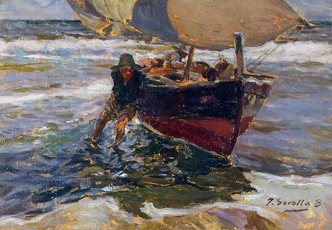  Joaquin Sorolla Y Bastida Beaching the Boat (study) - Hand Painted Oil Painting