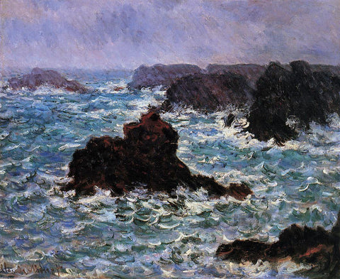  Claude Oscar Monet Belle-Ile, Rain Effect - Hand Painted Oil Painting