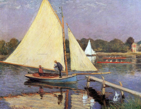  Claude Oscar Monet Boaters at Argenteuil - Hand Painted Oil Painting