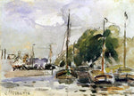 Camille Pissarro Boats at Dock - Hand Painted Oil Painting