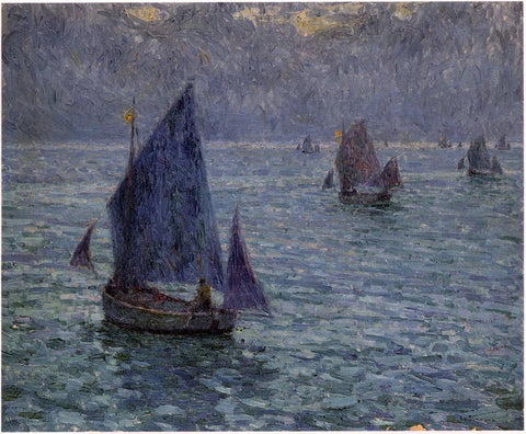  Henri Le Sidaner Boats at Twilight - Hand Painted Oil Painting