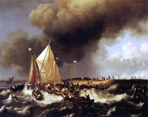 Ludolf Backhuysen Boats in a Storm - Hand Painted Oil Painting