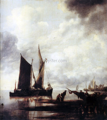  Jan Van de Capelle Boats in Shallow Water - Hand Painted Oil Painting