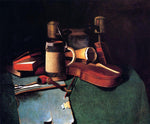  John Frederick Peto Books, Mug, Pipe and Violin - Hand Painted Oil Painting