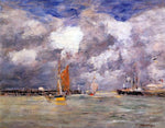  Eugene-Louis Boudin Bortreux, the Port - Hand Painted Oil Painting
