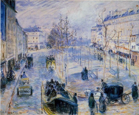  Camille Pissarro Boulevard de Clichy, Winter, Sunlight Effect - Hand Painted Oil Painting