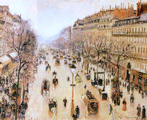  Camille Pissarro Boulevard Montmartre: Morning, Grey Weather - Hand Painted Oil Painting