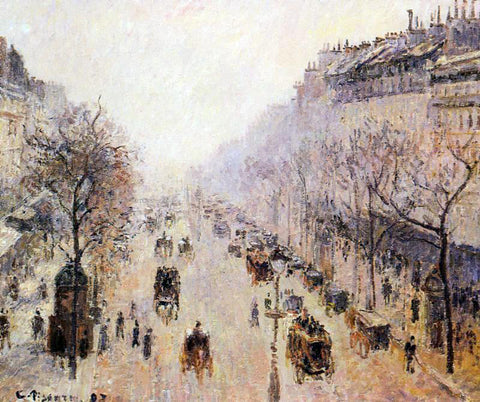  Camille Pissarro Boulevard Montmartre: Morning, Sunlight and Mist - Hand Painted Oil Painting