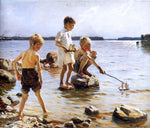  Albert Edelfelt Boys Playing at the Beach - Hand Painted Oil Painting