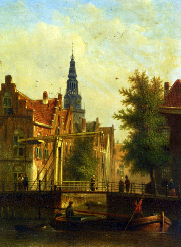  Johannes Franciscus Spohler Bridge Over The Canal - Hand Painted Oil Painting