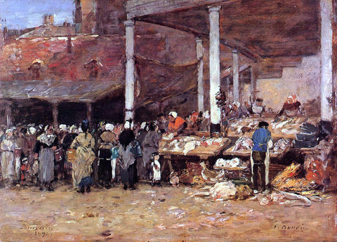  Eugene-Louis Boudin Brussels - the Old Fish Market - Hand Painted Oil Painting