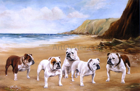  Reuben Ward Binks Bulldogs on the Beach - Hand Painted Oil Painting