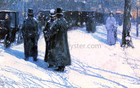  Frederick Childe Hassam Cab Stand at Night, Madison Square, New York - Hand Painted Oil Painting
