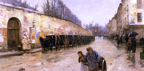  Frederick Childe Hassam Cab Station, Rue Bonaparte - Hand Painted Oil Painting