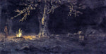  Albert Bierstadt Campfire, Yosemite Valley - Hand Painted Oil Painting