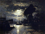 Stanislas Lepine Canal in Saint-Denis - Effect of Moonlight - Hand Painted Oil Painting