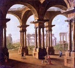  Antonio Joli Cappricio Of Roman Ruins with Classical Figures - Hand Painted Oil Painting