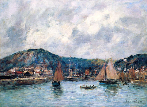  Eugene-Louis Boudin Cherbourg, the Port - Hand Painted Oil Painting