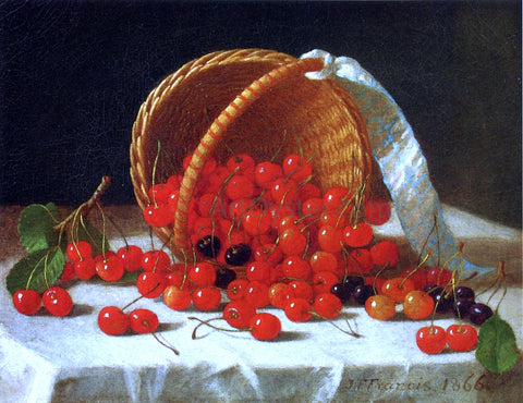  John F Francis Cherries Spilling from a Basket - Hand Painted Oil Painting