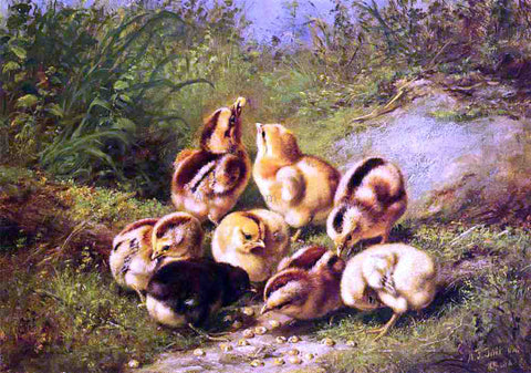  Arthur Fitzwilliam Tait Chicks "Rather Hard Fare" - Hand Painted Oil Painting