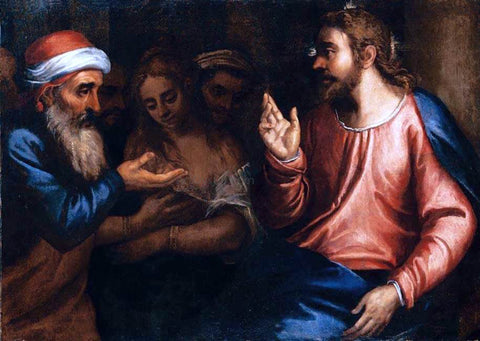  Andrea Vicentino Christ and the Adulteress - Hand Painted Oil Painting