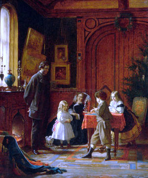  Eastman Johnson Christmas-Time, The Blodgett Family - Hand Painted Oil Painting