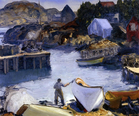  George Wesley Bellows Cleaning His Lobster Boat - Hand Painted Oil Painting