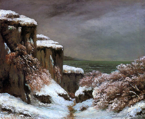  Gustave Courbet Cliffs by the Sea in the Snow - Hand Painted Oil Painting