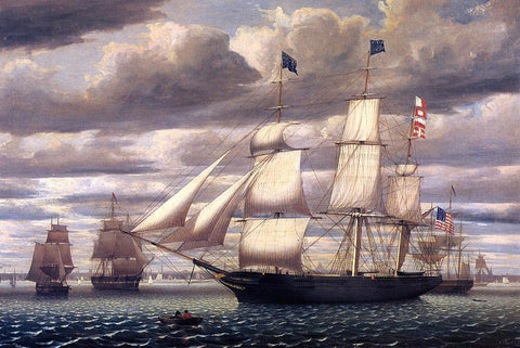 Fitz Hugh Lane Clipper Ship 'Southern Cross' Leaving Boston Harbor - Hand Painted Oil Painting