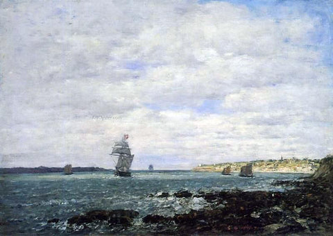  Eugene-Louis Boudin Coast of Brittany - Hand Painted Oil Painting