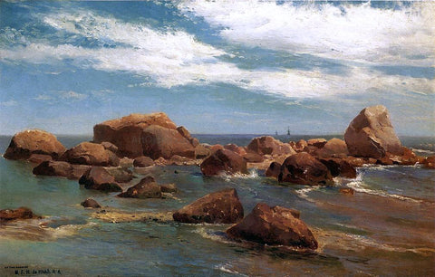  Mauritz F. H. De Haas Coastal Scene - Rocky Coast - Hand Painted Oil Painting